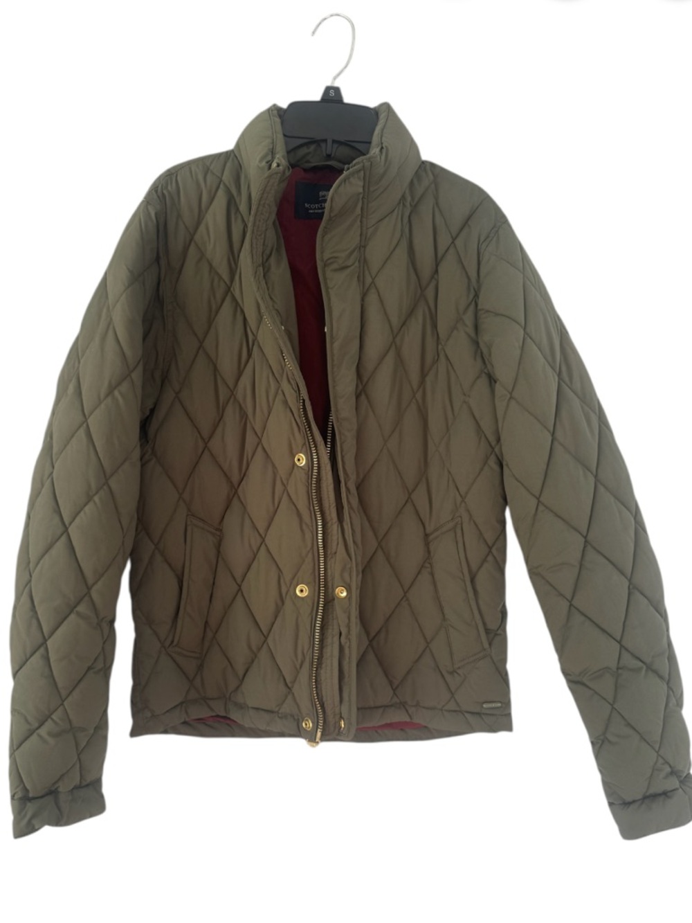Scotch & Soda Green Quilted Equestrian Puffer Jacket Size Small
